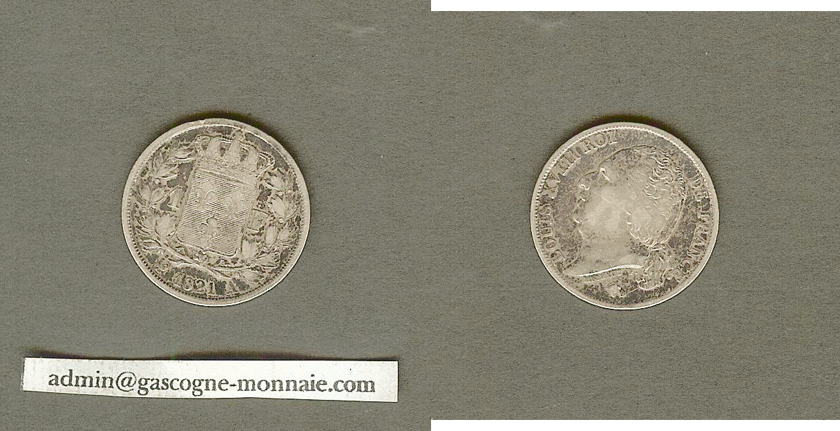 1 francs Louis XVIII 1821A  VF+